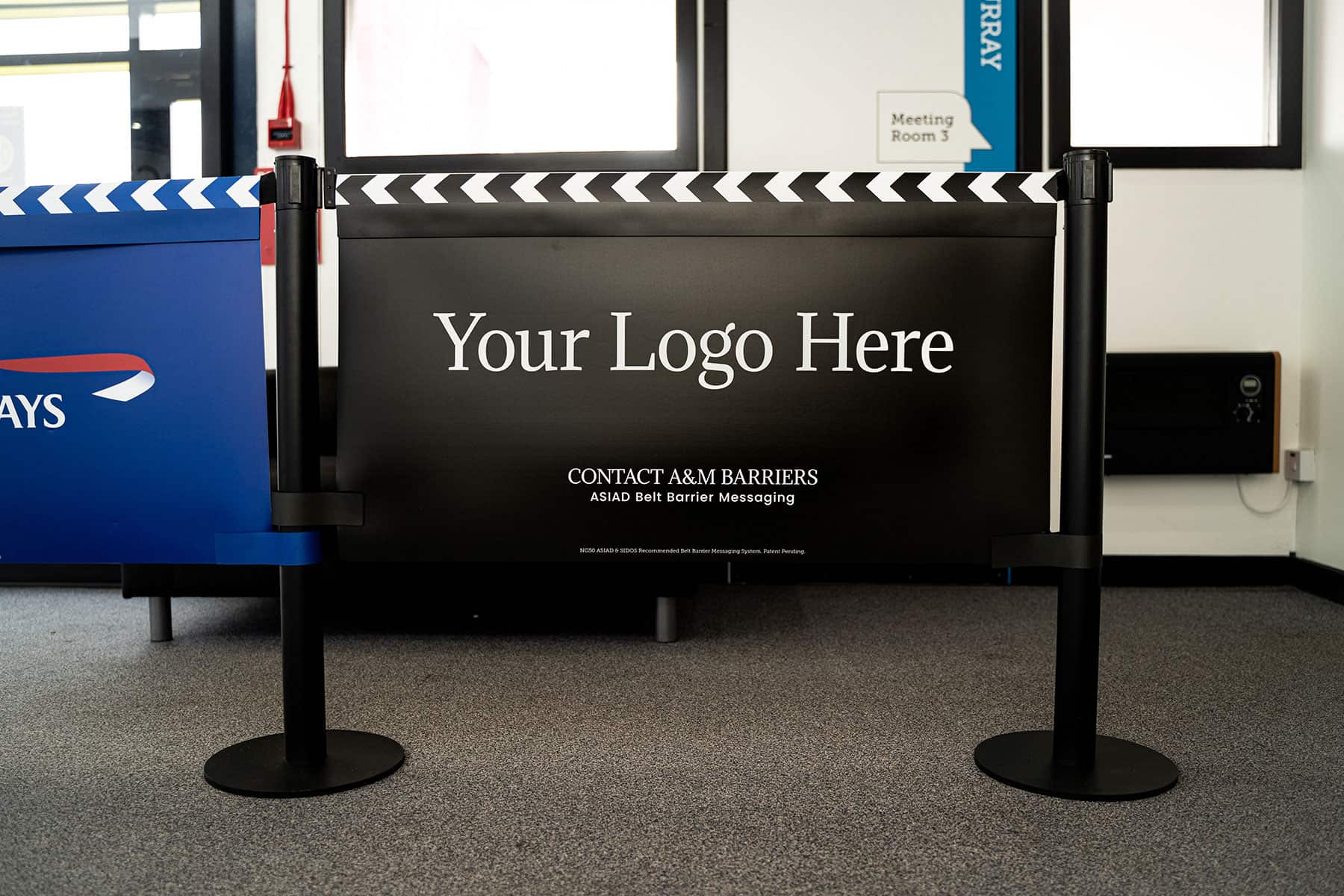 airport barriers and graphics